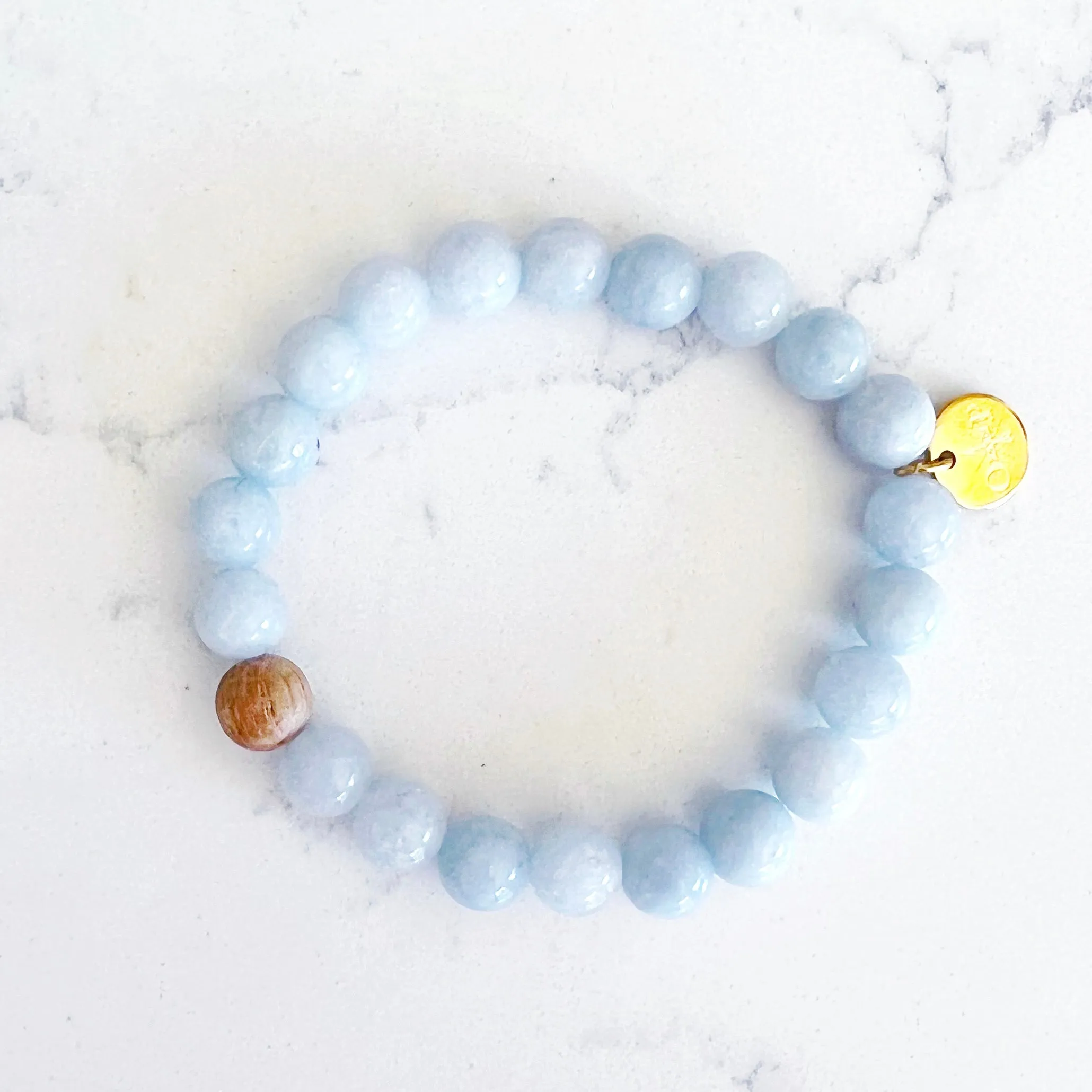 Barrel Bead Bracelet - Aquamarine