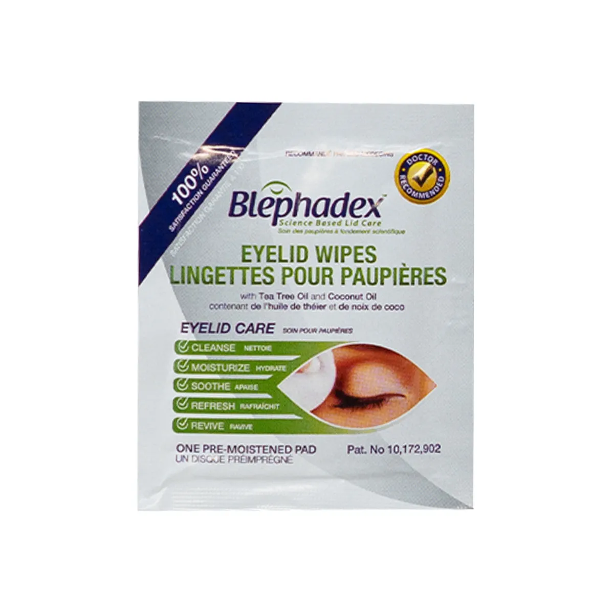 Blephadex Eyelid Wipes with Tea Tree and Coconut Oil - Eye Itch Relief (1 month Box of 30)