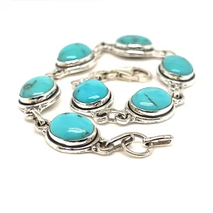 Blue Turquoise Bracelet (925) Sterling Silver