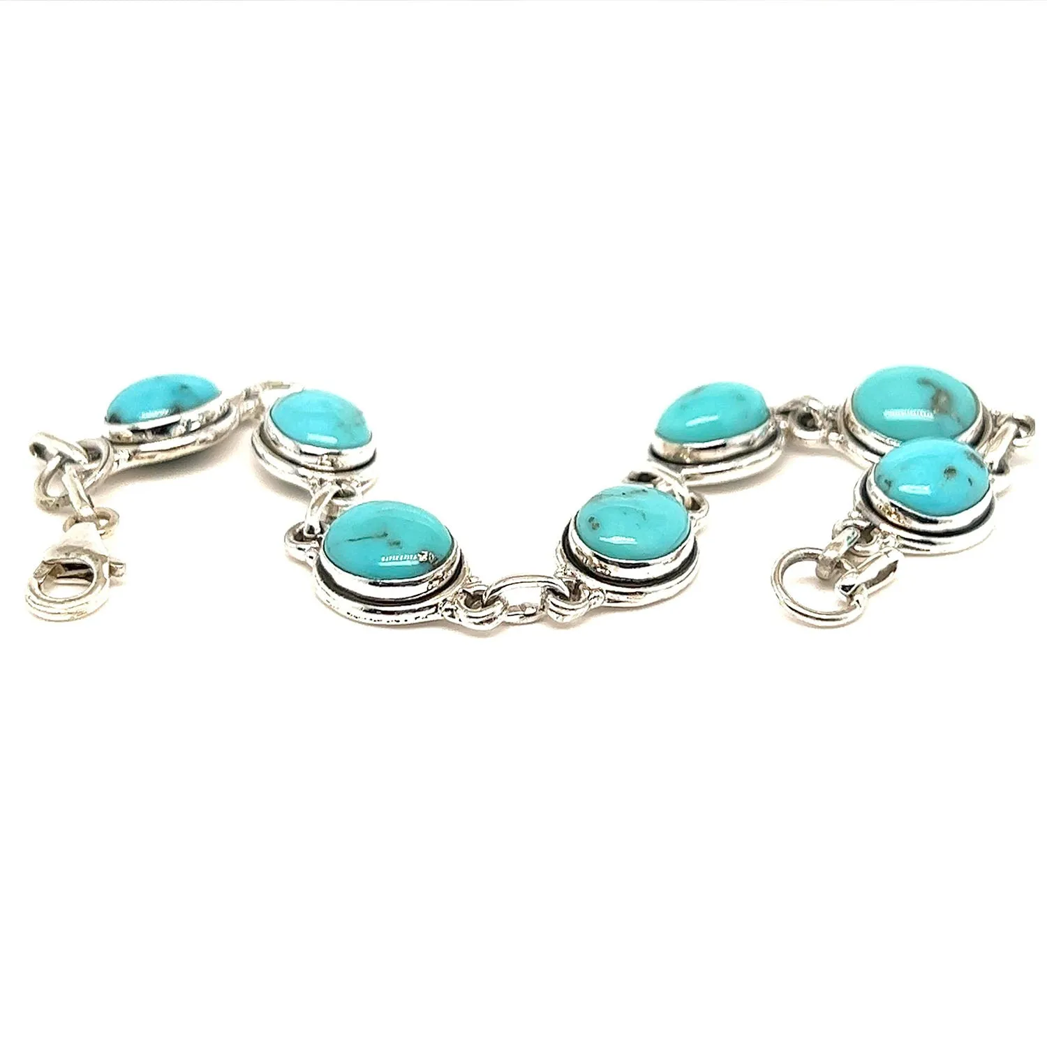 Blue Turquoise Bracelet (925) Sterling Silver