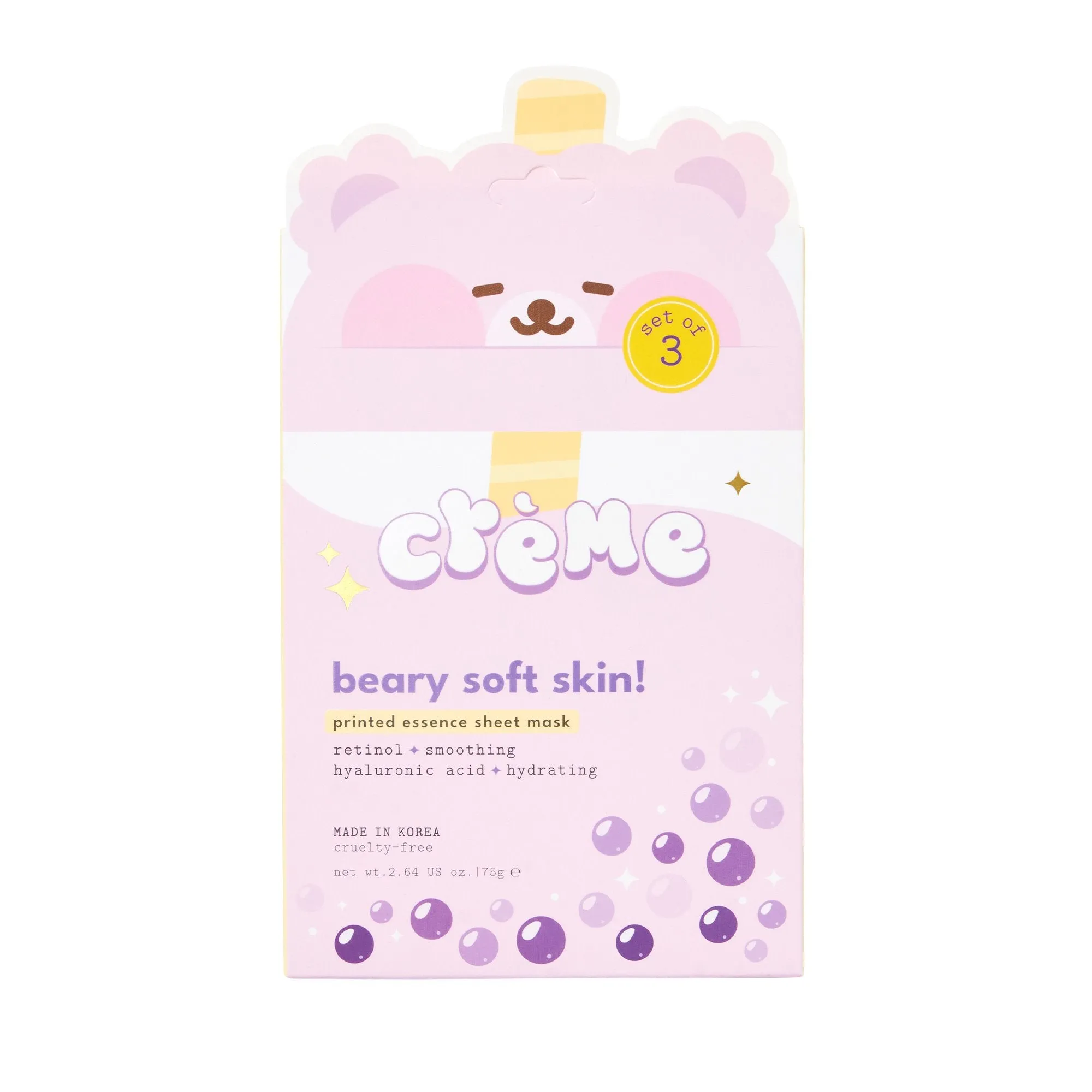 Boba Bears Beary Soft Skin! Sheet Mask (Smoothing   Hydrating) - Set of 3