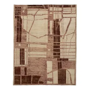 Brown Zameen Transitional Wool Rug - 10'9" x 13'8"