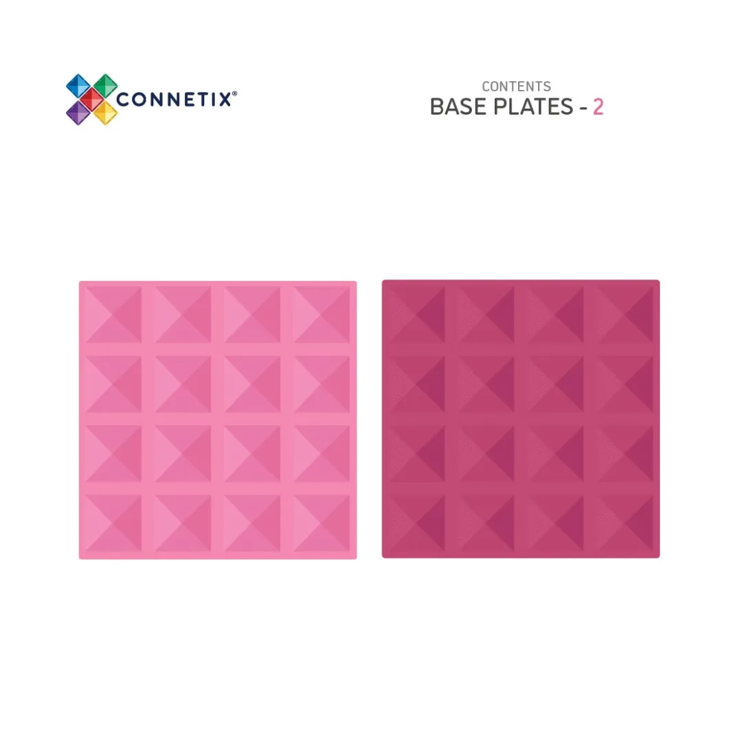 Connetix Tiles 2 Piece Pastel Pink & Berry Base Plate Pack