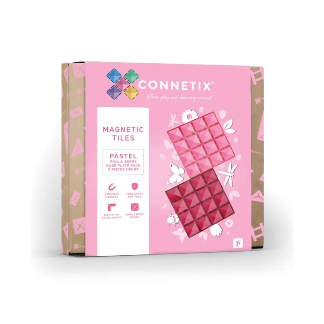 Connetix Tiles 2 Piece Pastel Pink & Berry Base Plate Pack