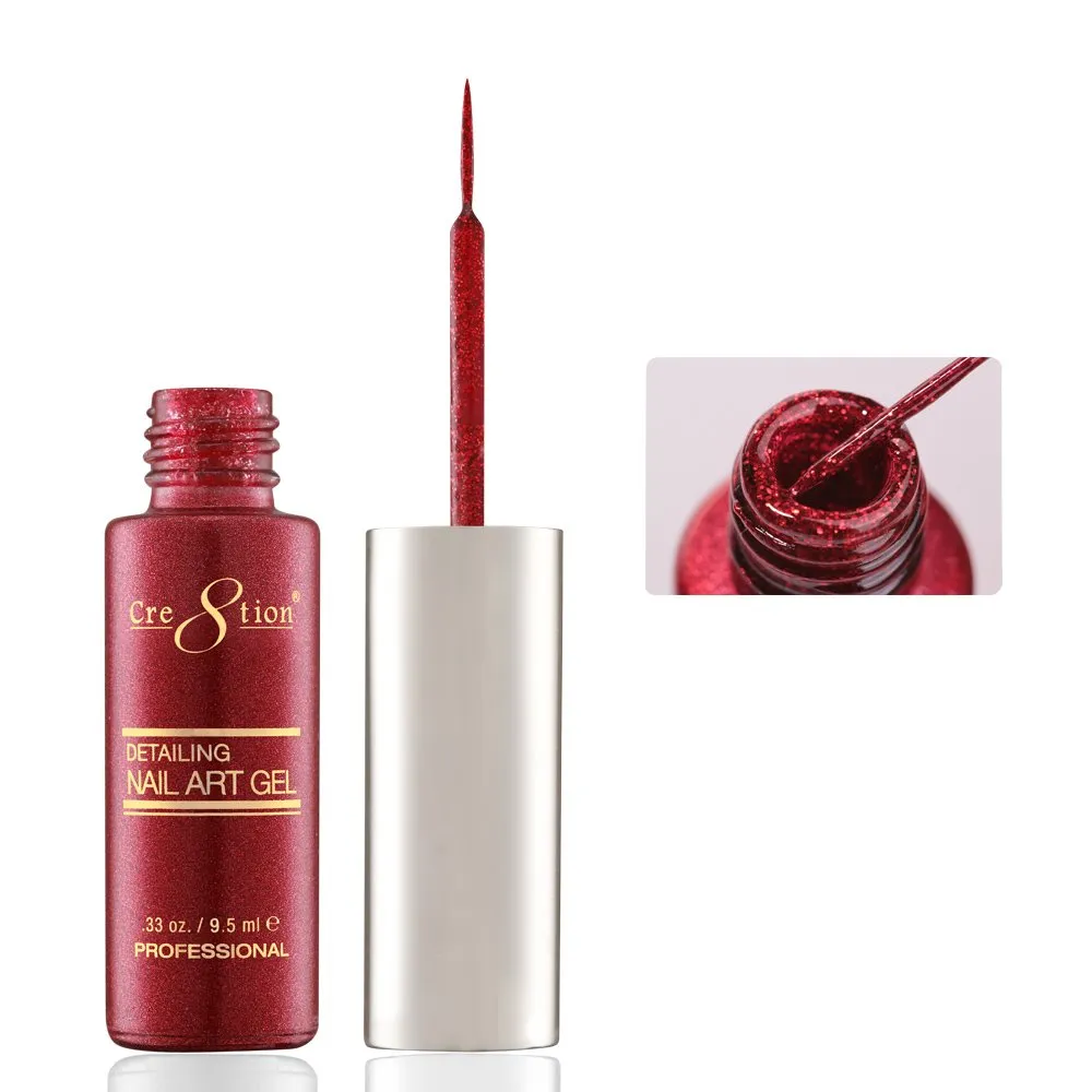 Cre8tion Striping Brush Gel - #44 Garnet Red Glitter