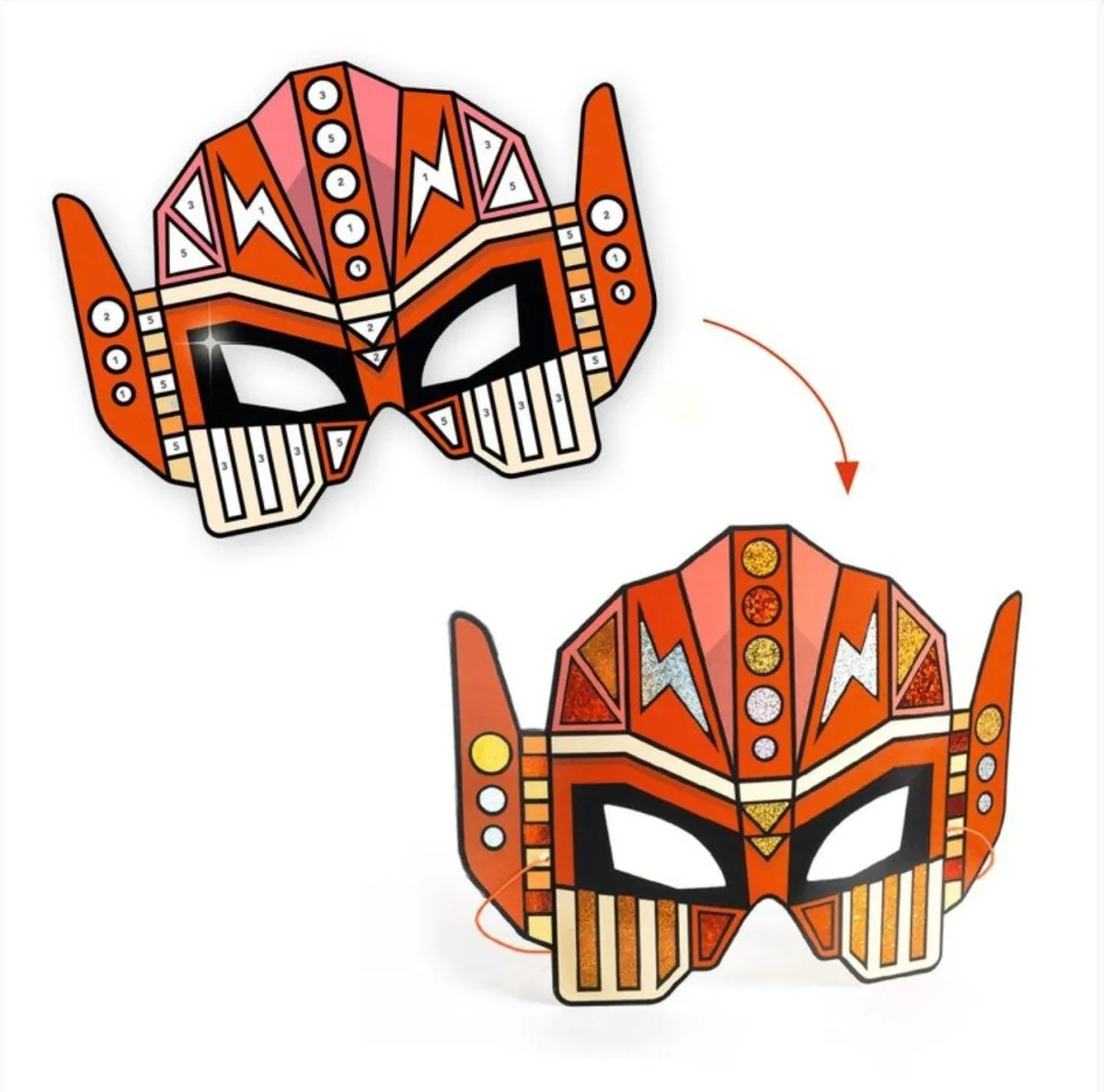 Djeco | Do It Yourself Super Robots Masks (Metallic Stickers)