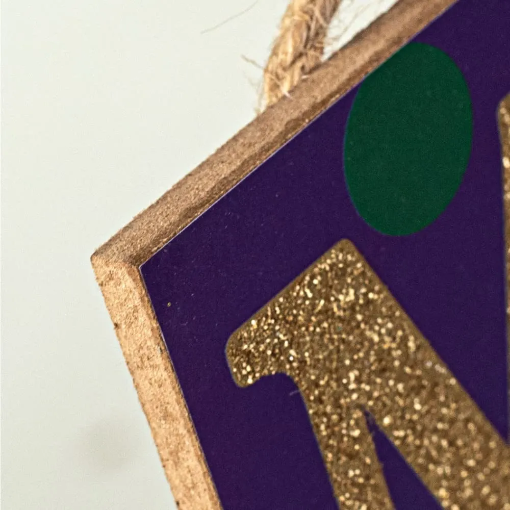 Gold Glittered Mardi Gras Sign - 12.5" x 6"