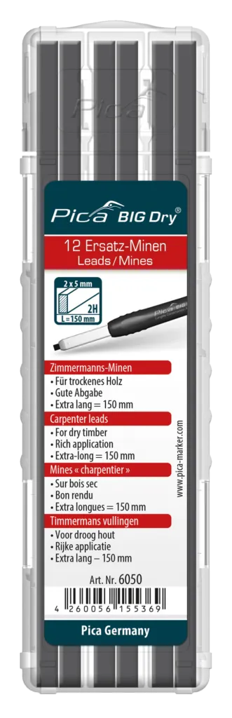 Pica BIG Dry Longlife Construction Marker Carpenter Graphite Leads (12/Pack)