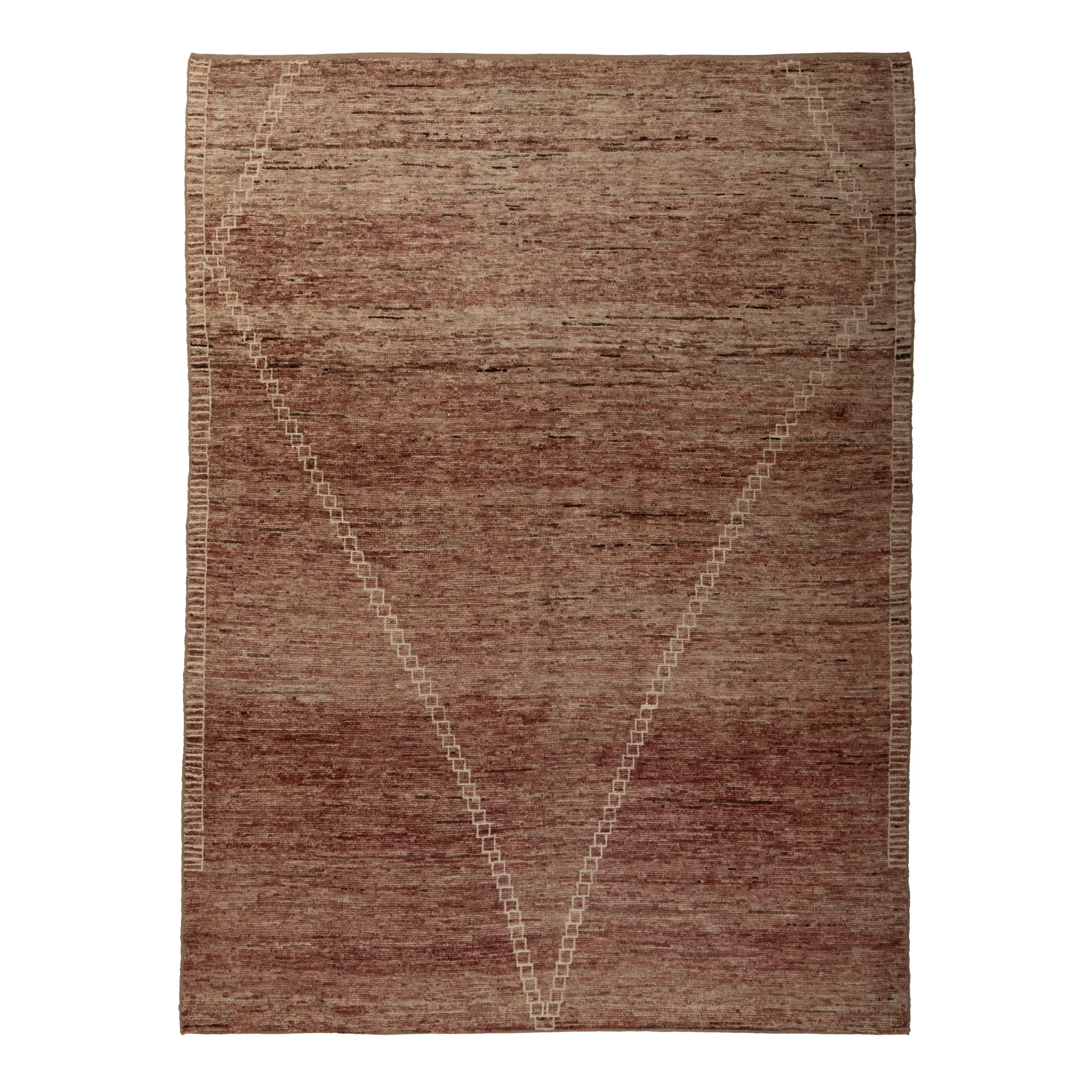 Pink & Cream Zameen Modern Wool Rug - 7'6" x 10"