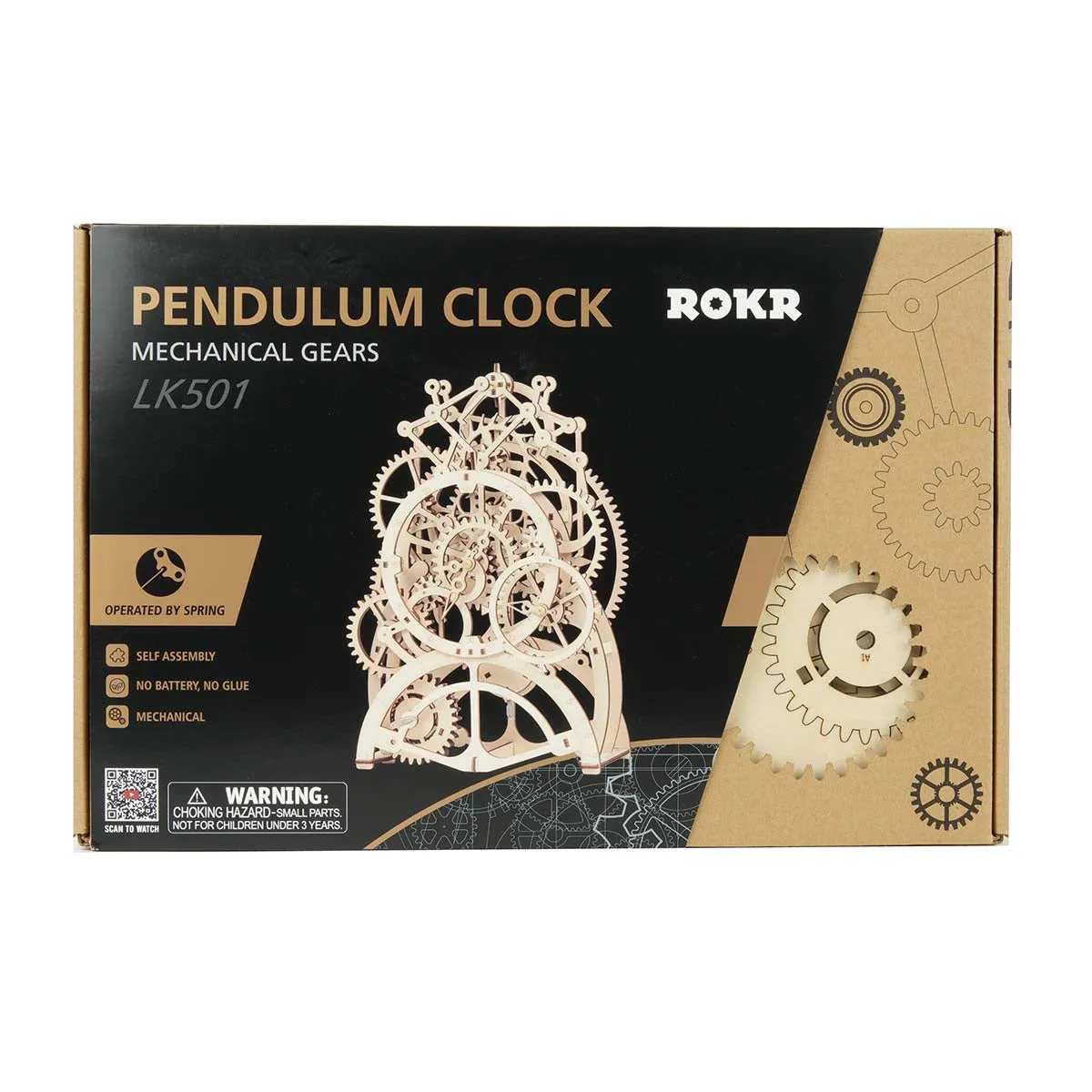 ROKR Pendulum Clock Mechanical Gear 3D Wooden Puzzle LK501