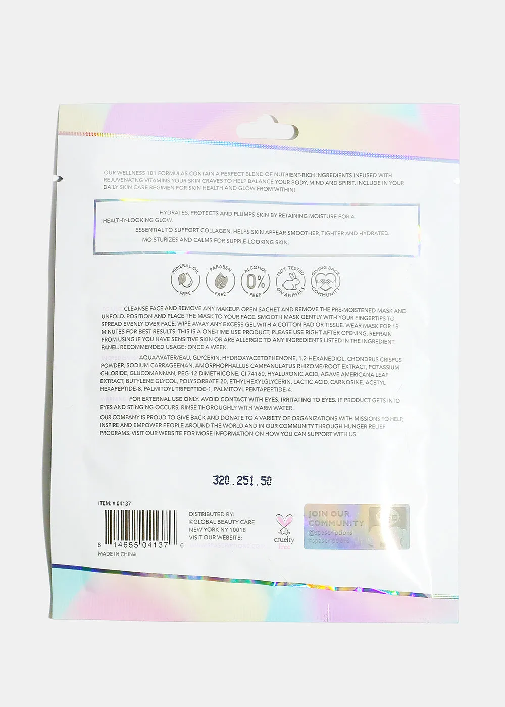 Spascription Hydrogel Face Masks - Hydrating