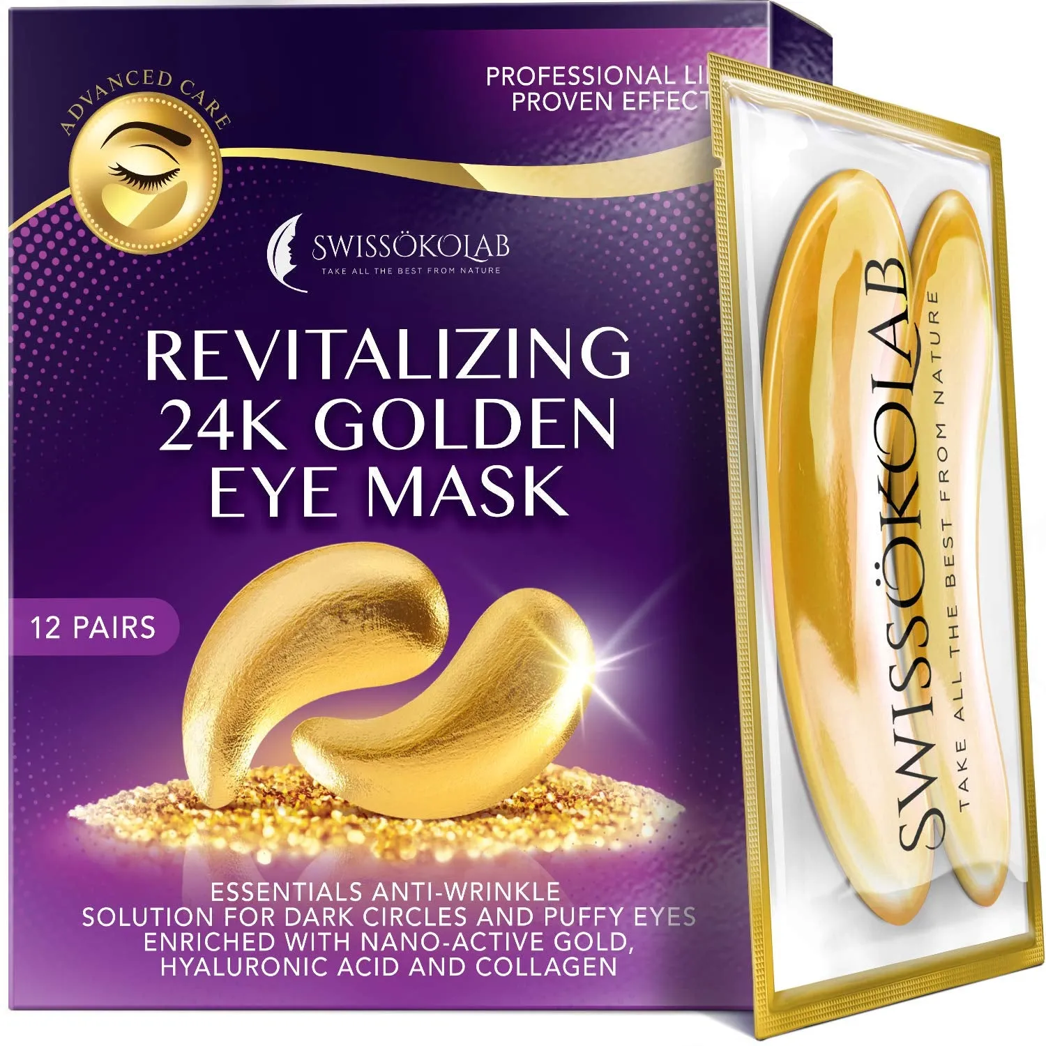 Under Eye Patches For Puffy Eyes 24k Gold Eye Mask Dark Circles And Puffiness Collagen Eye Gel Pads Moisturizing & Reducing Wrinkles Anti-Aging Hyaluronic Acid (Green Tea)