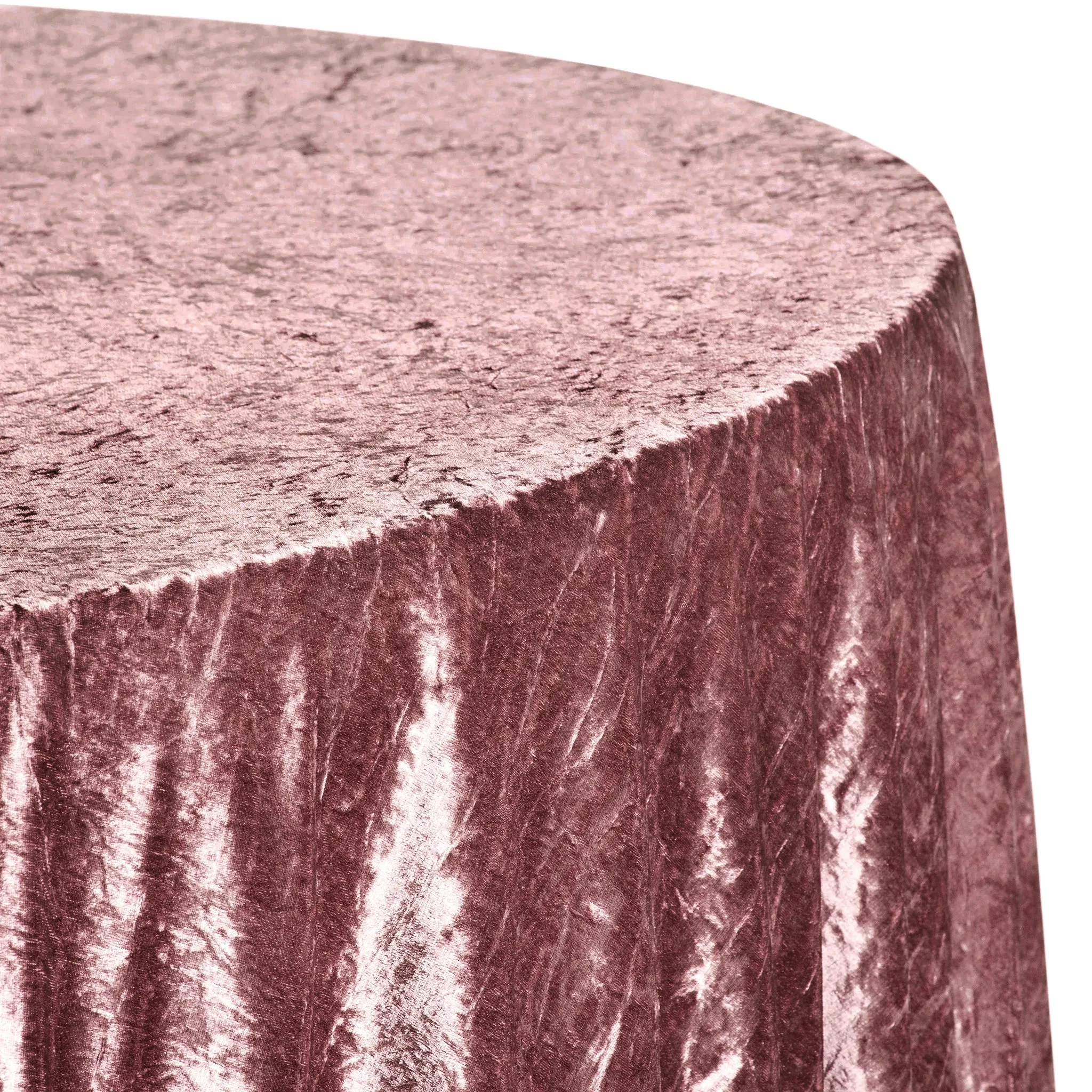 Velvet 132" Round Tablecloth - Dark Dusty Rose/Mauve