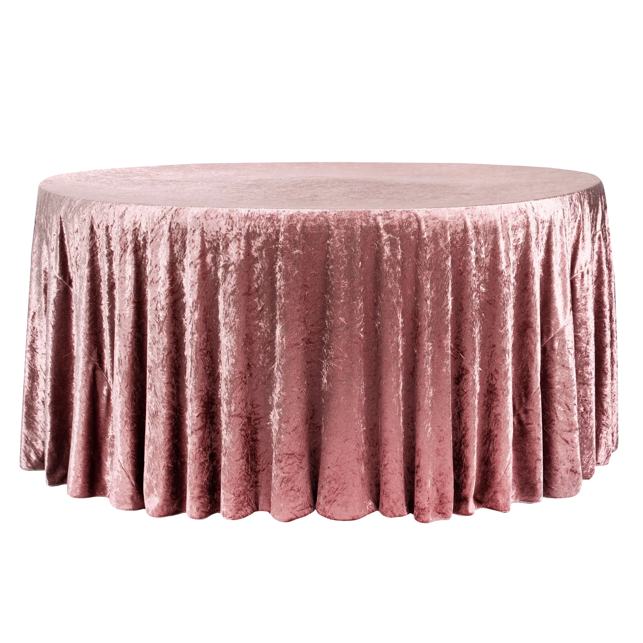 Velvet 132" Round Tablecloth - Dark Dusty Rose/Mauve